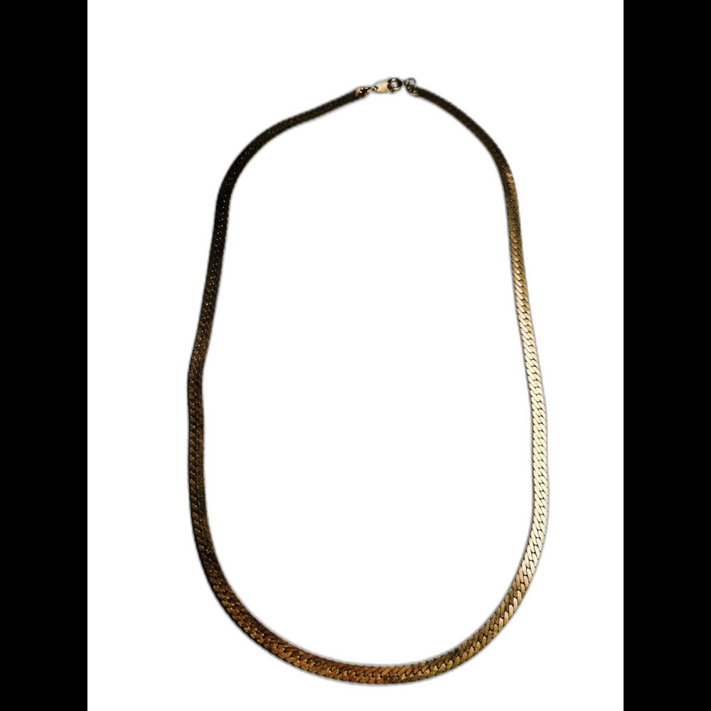 Vintage Herringbone Necklace 90's Mob Wife Glam Disco Era Thick Gold Necklace